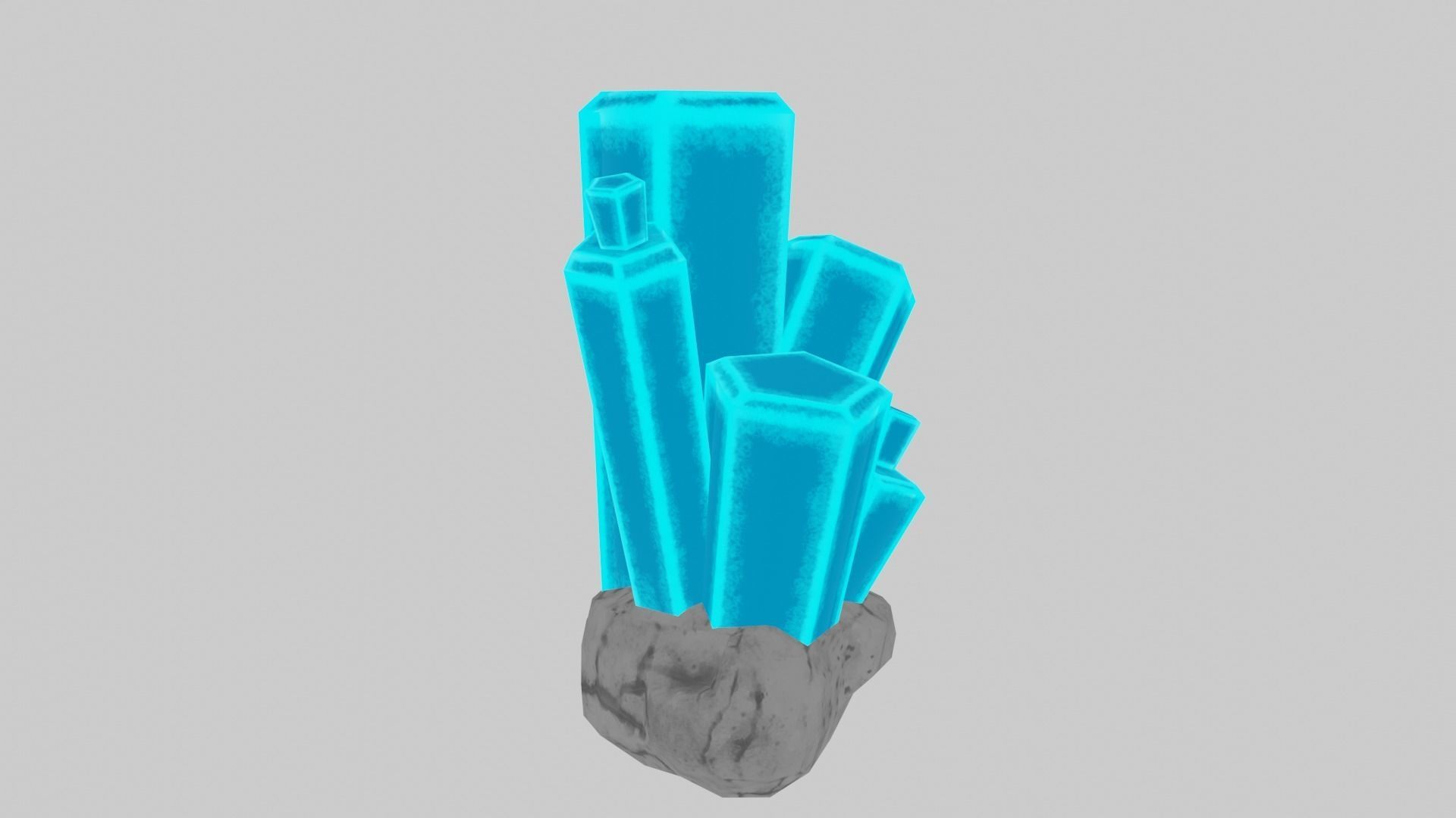 Blue Stylized Rock Crystal Cluster Version 2 Low-poly 3D model_3