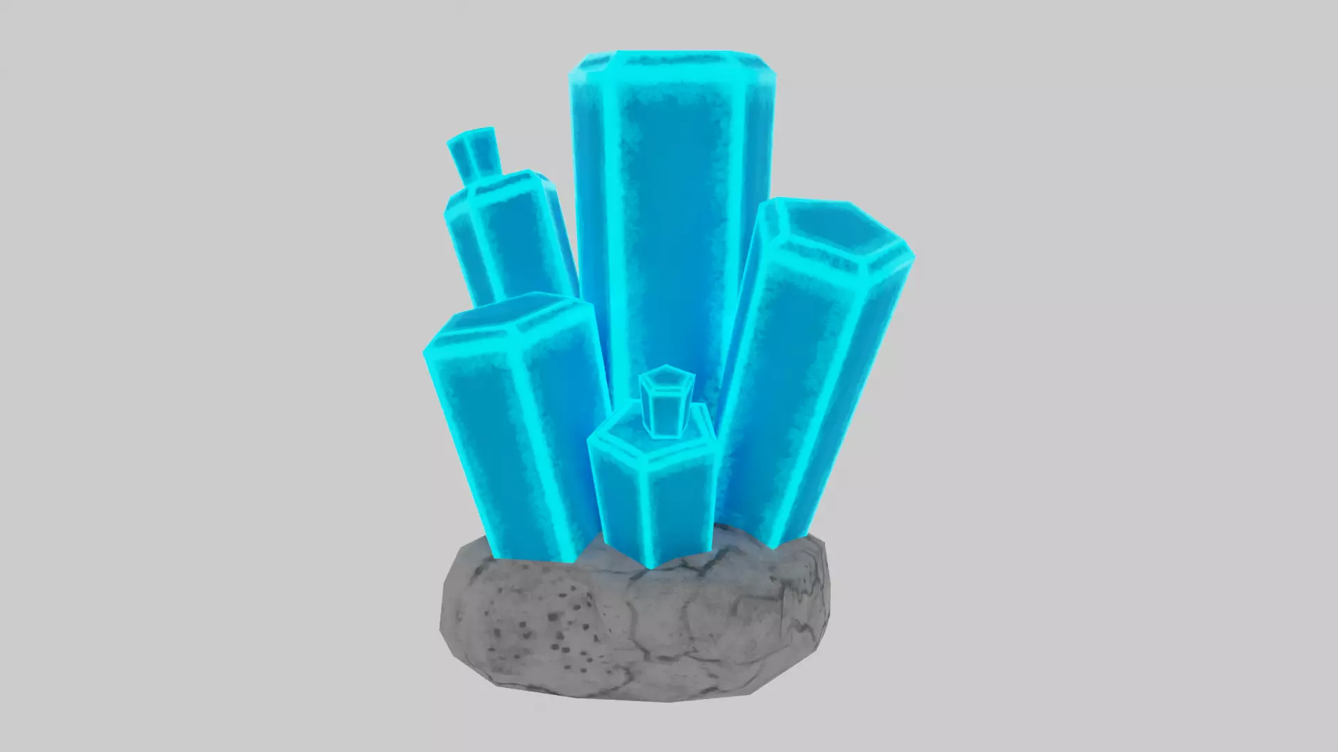 Blue Stylized Rock Crystal Cluster Version 2 Low-poly 3D model_0