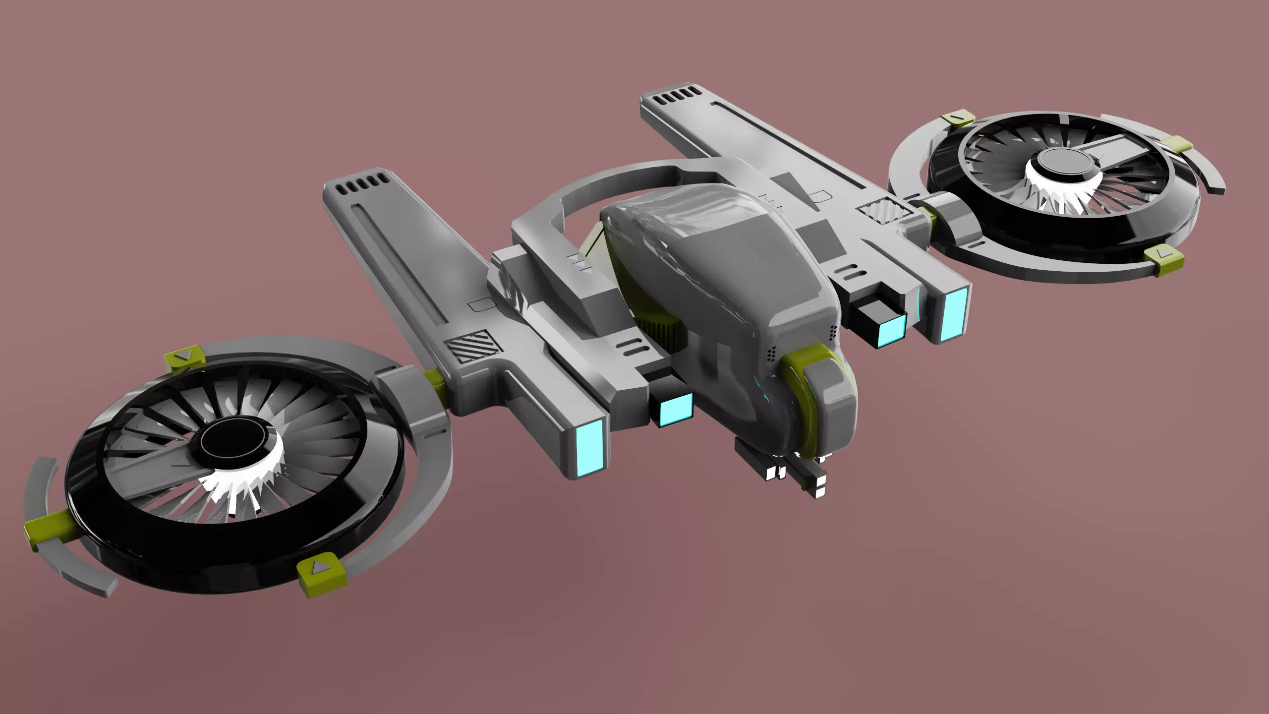 DRONE WITH LASER GUNS GAME READY Low-poly 3D model_0