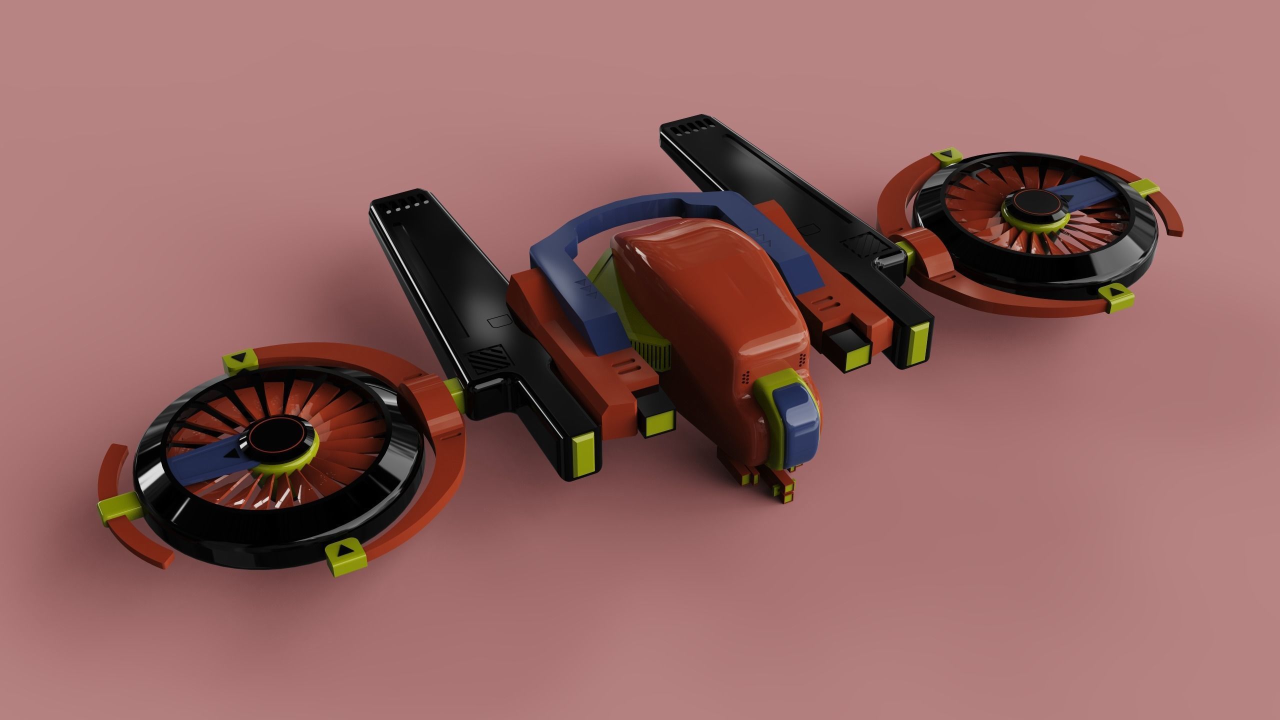 DRONE WITH LASER GUNS GAME READY Low-poly 3D model_9