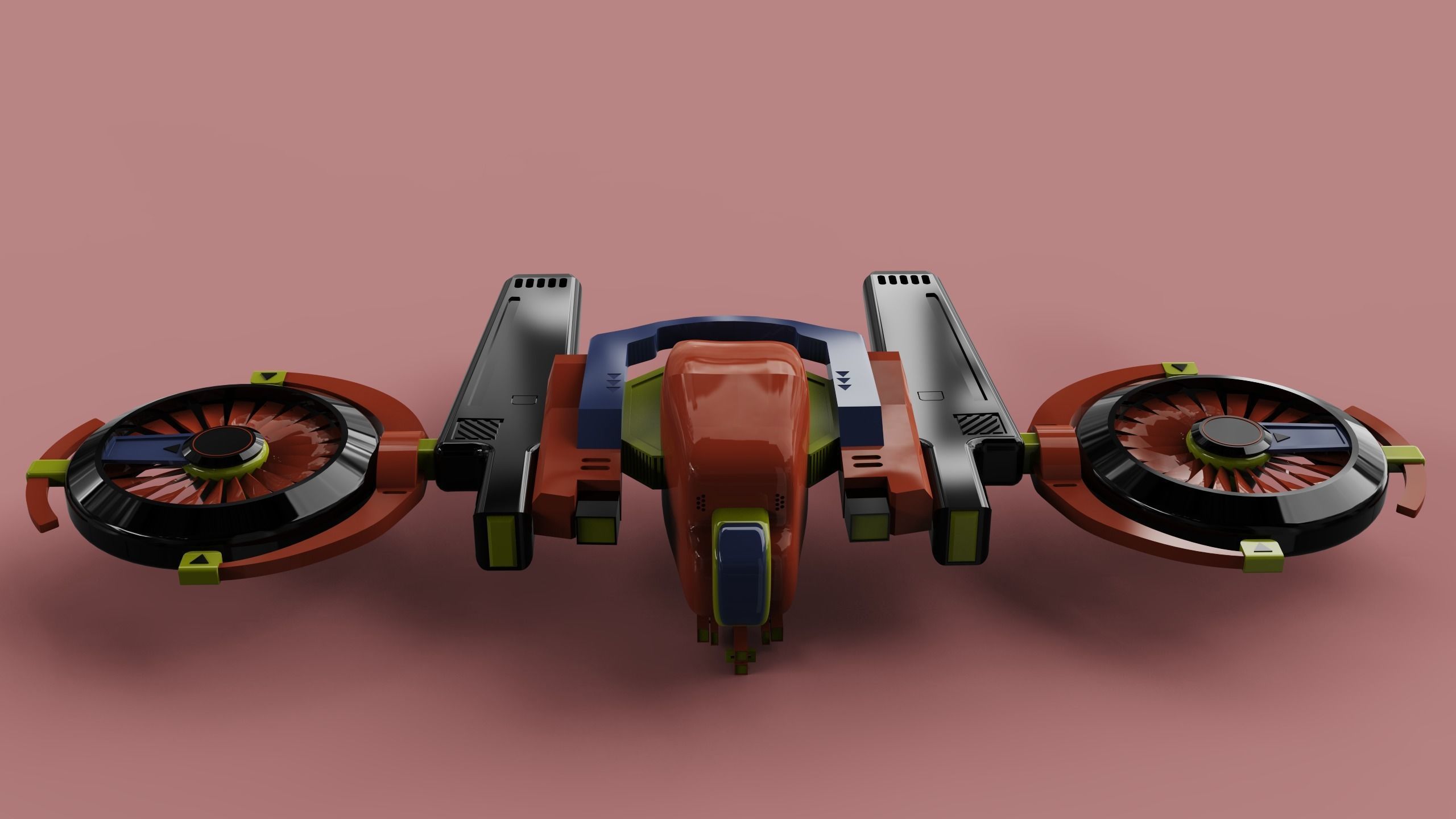 DRONE WITH LASER GUNS GAME READY Low-poly 3D model_11
