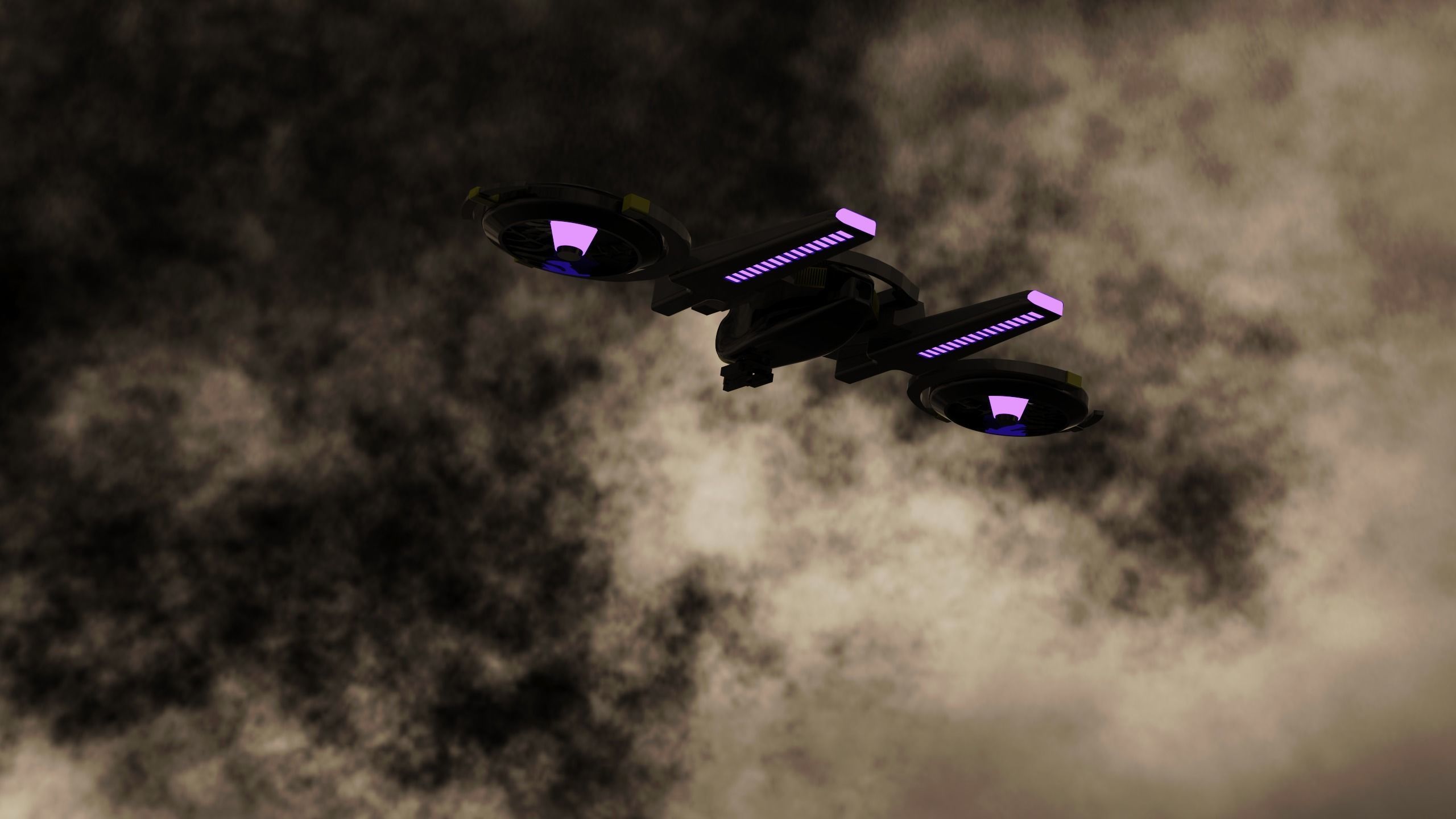 DRONE WITH LASER GUNS GAME READY Low-poly 3D model_6