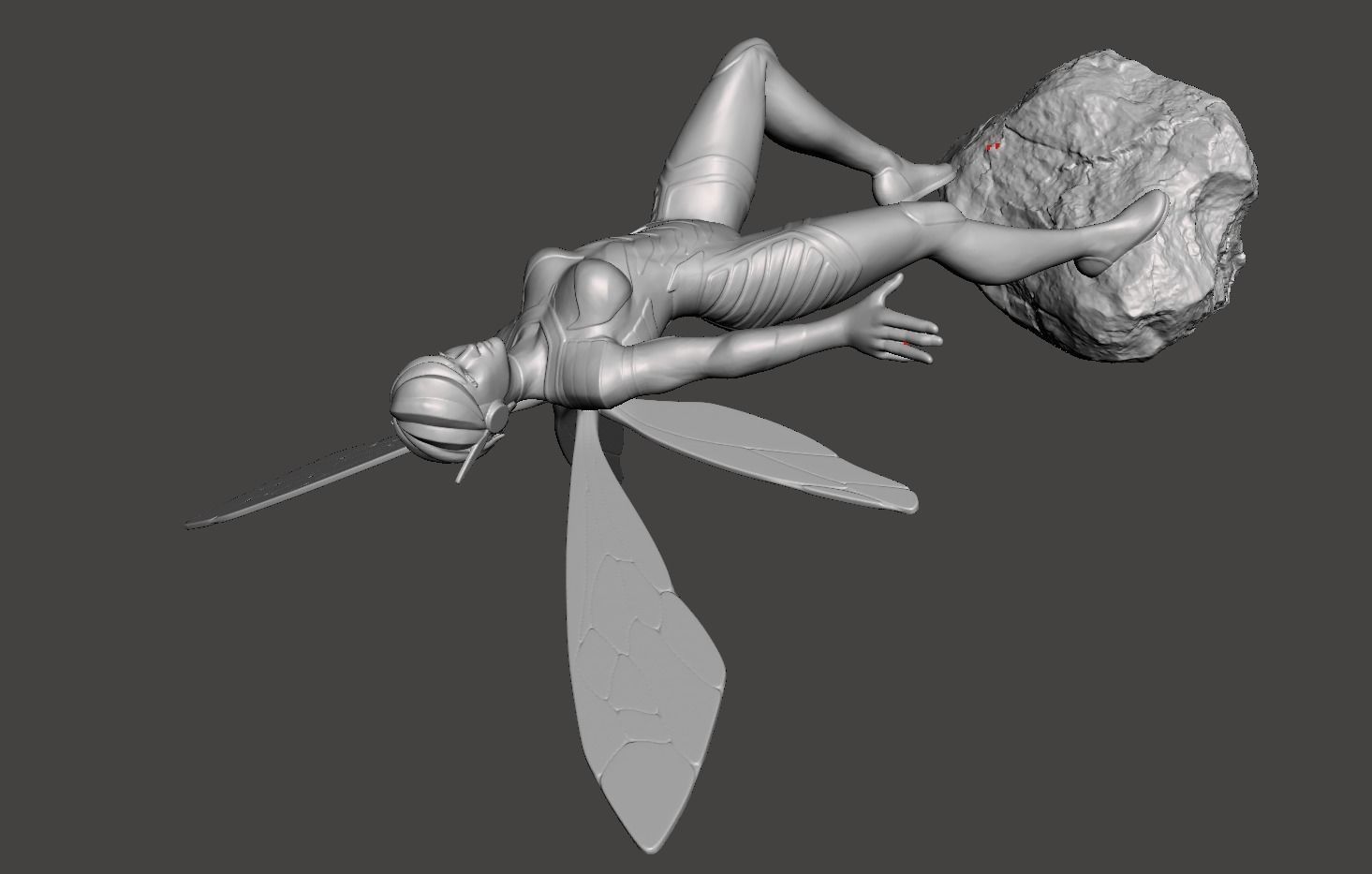 wasp 3d female flying 3D print model_3