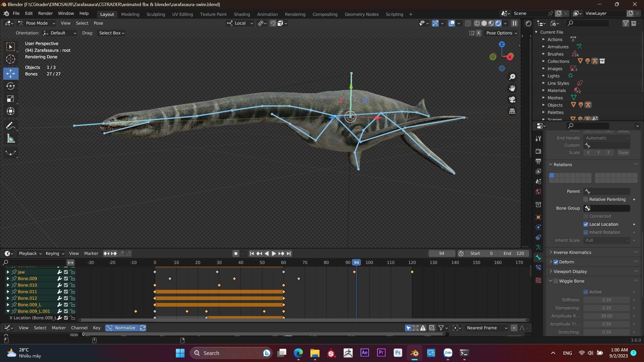 Zarafasaura - Plesiosaurs Elasmosaurs Low-poly 3D model_13