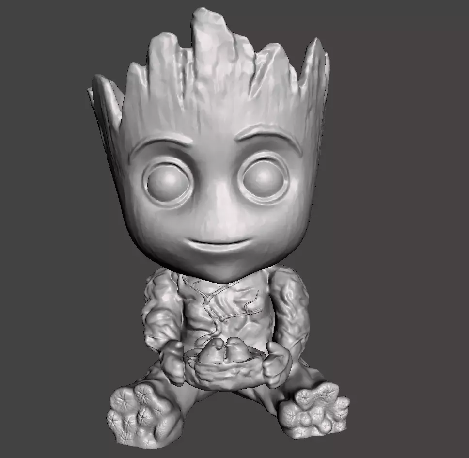 baby groot sitting 3D print model_0