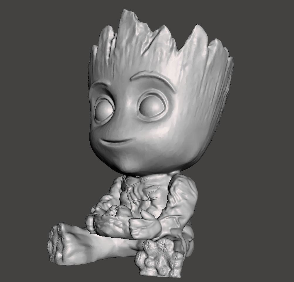 baby groot sitting 3D print model_5