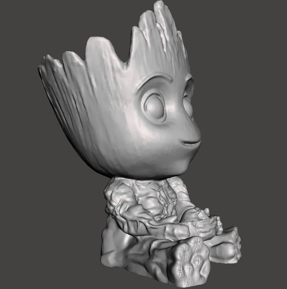 baby groot sitting 3D print model_4