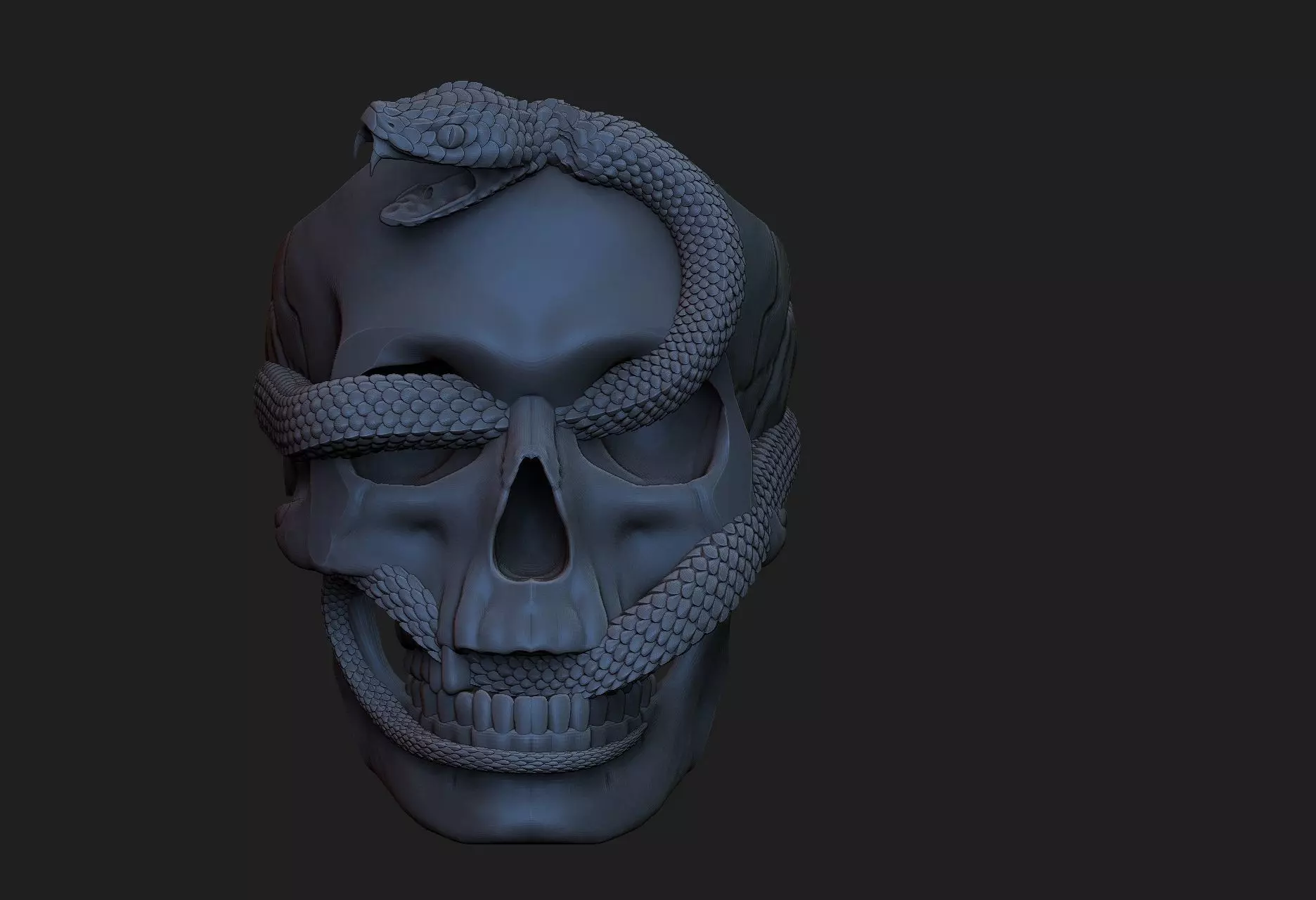 ring  skull with snake 3D print model_0