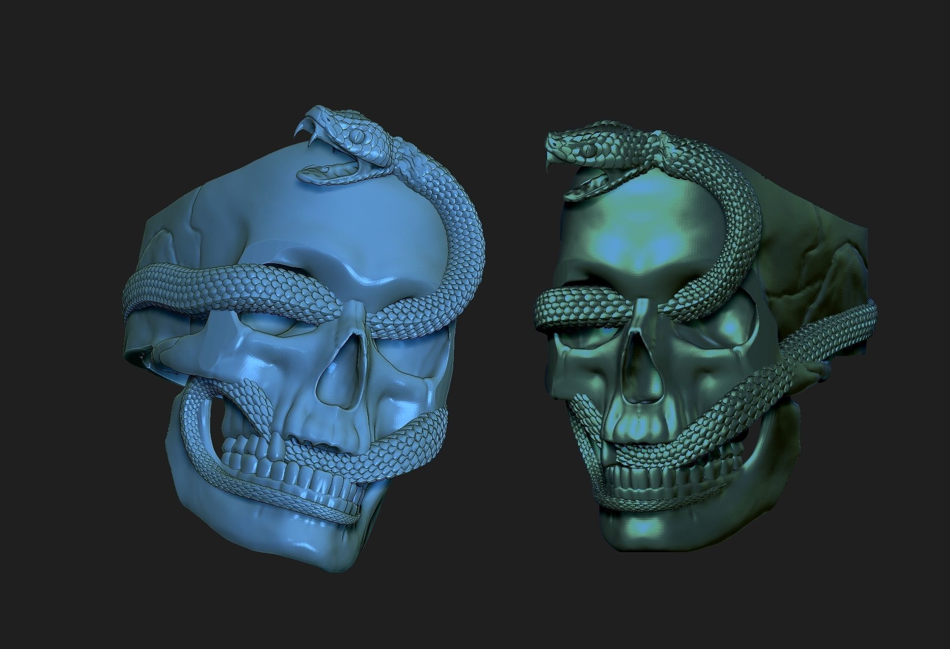 ring  skull with snake 3D print model_6