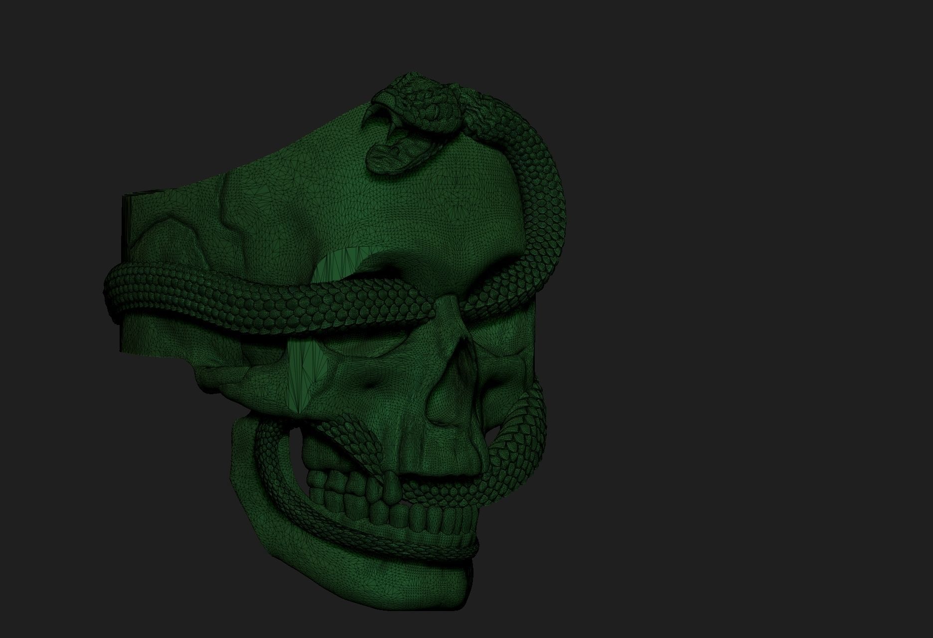 ring  skull with snake 3D print model_2