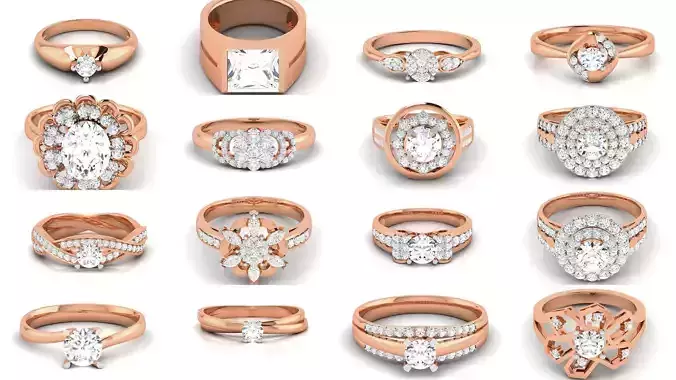 102  Women Solitaire Ring 3dm render details 3D Model Collection