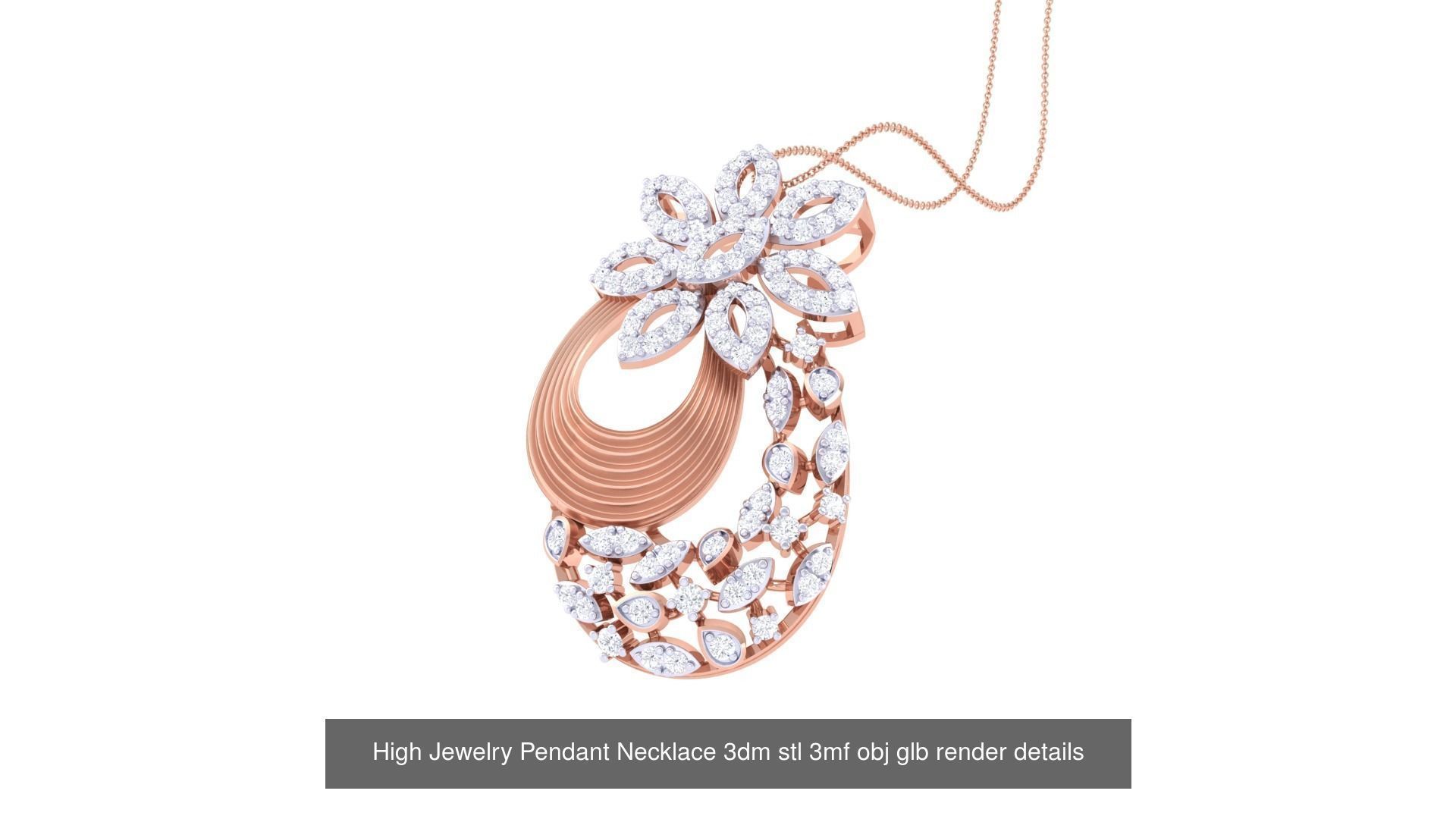 50 High Jewelry Pendant Necklace 3dm stl 3mf obj glb render 3D Model Collection_34
