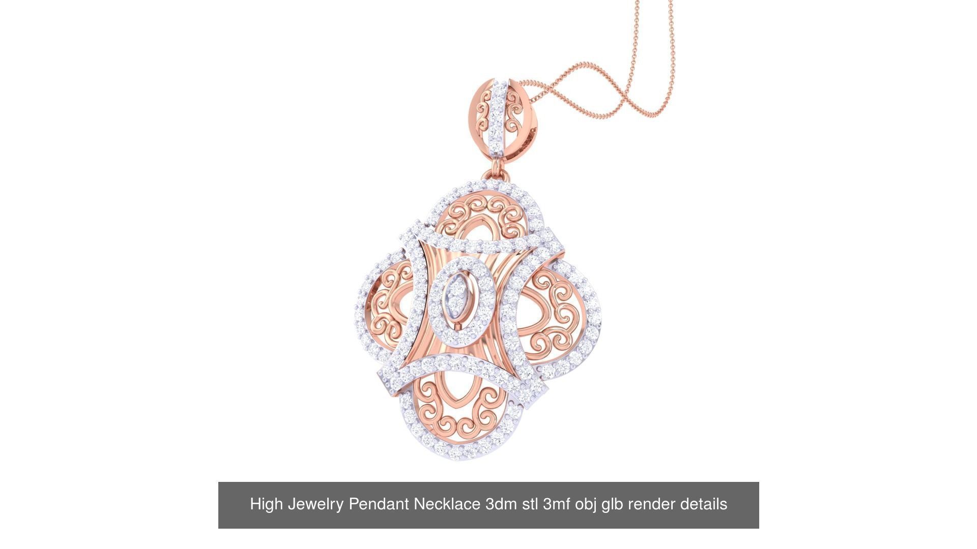50 High Jewelry Pendant Necklace 3dm stl 3mf obj glb render 3D Model Collection_4