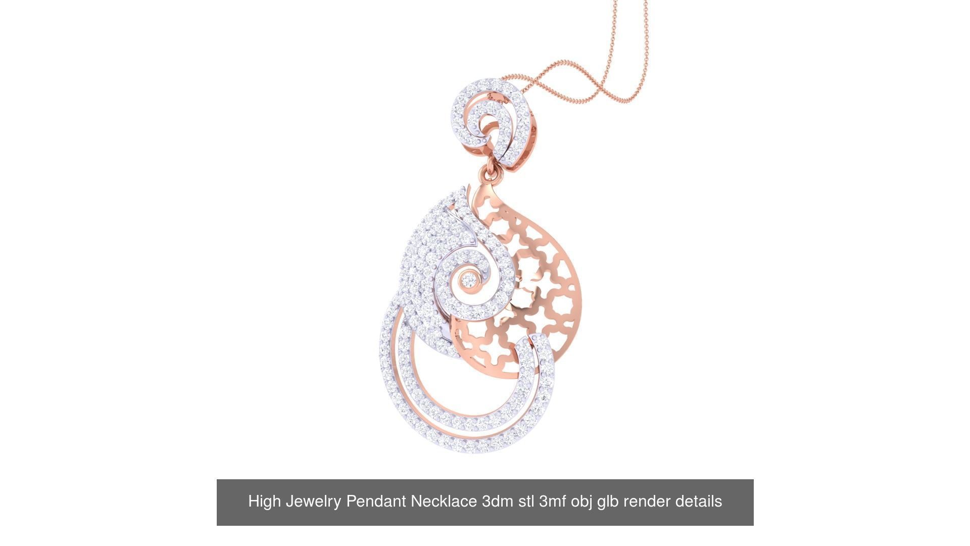 50 High Jewelry Pendant Necklace 3dm stl 3mf obj glb render 3D Model Collection_46
