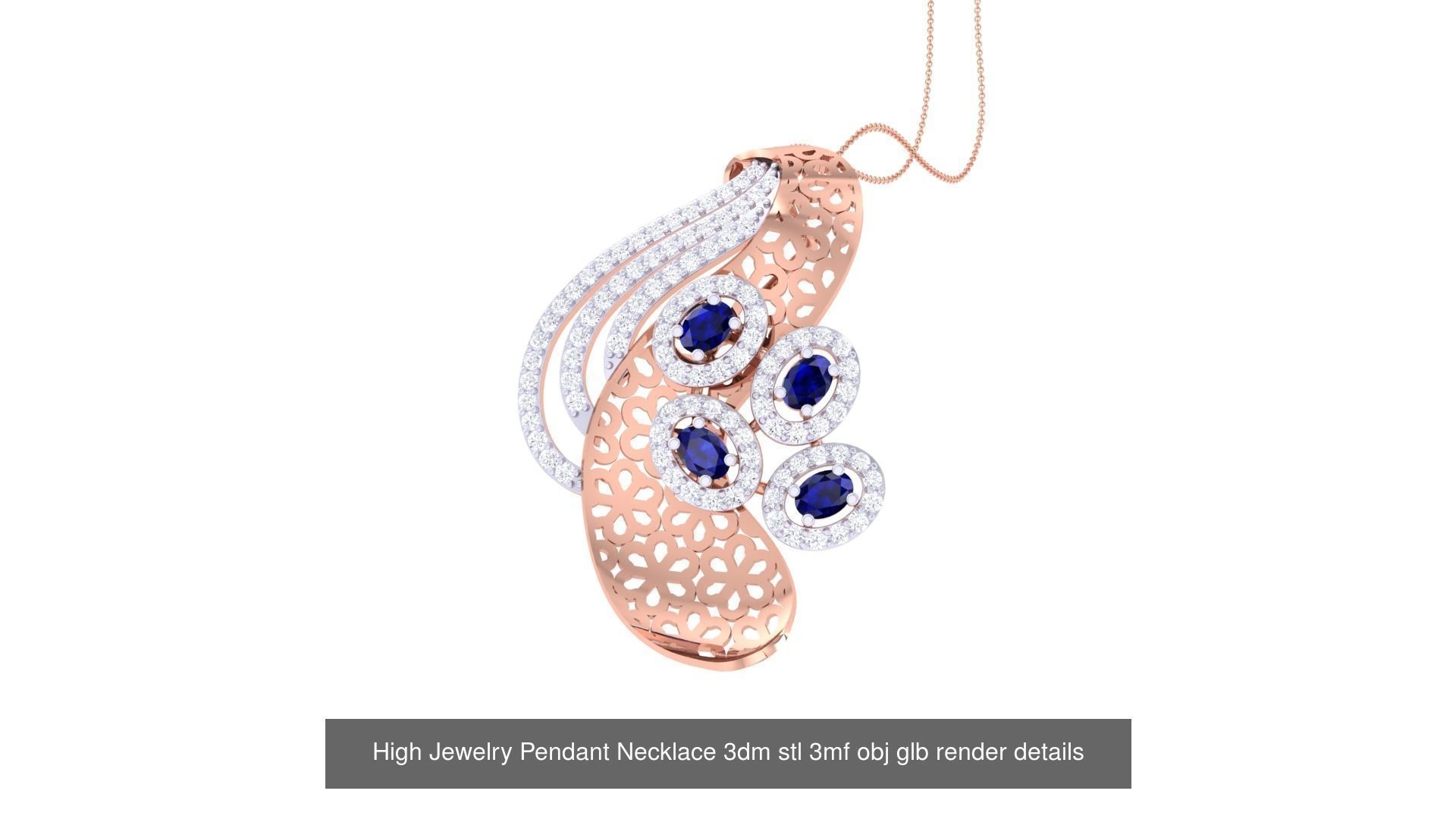 50 High Jewelry Pendant Necklace 3dm stl 3mf obj glb render 3D Model Collection_21