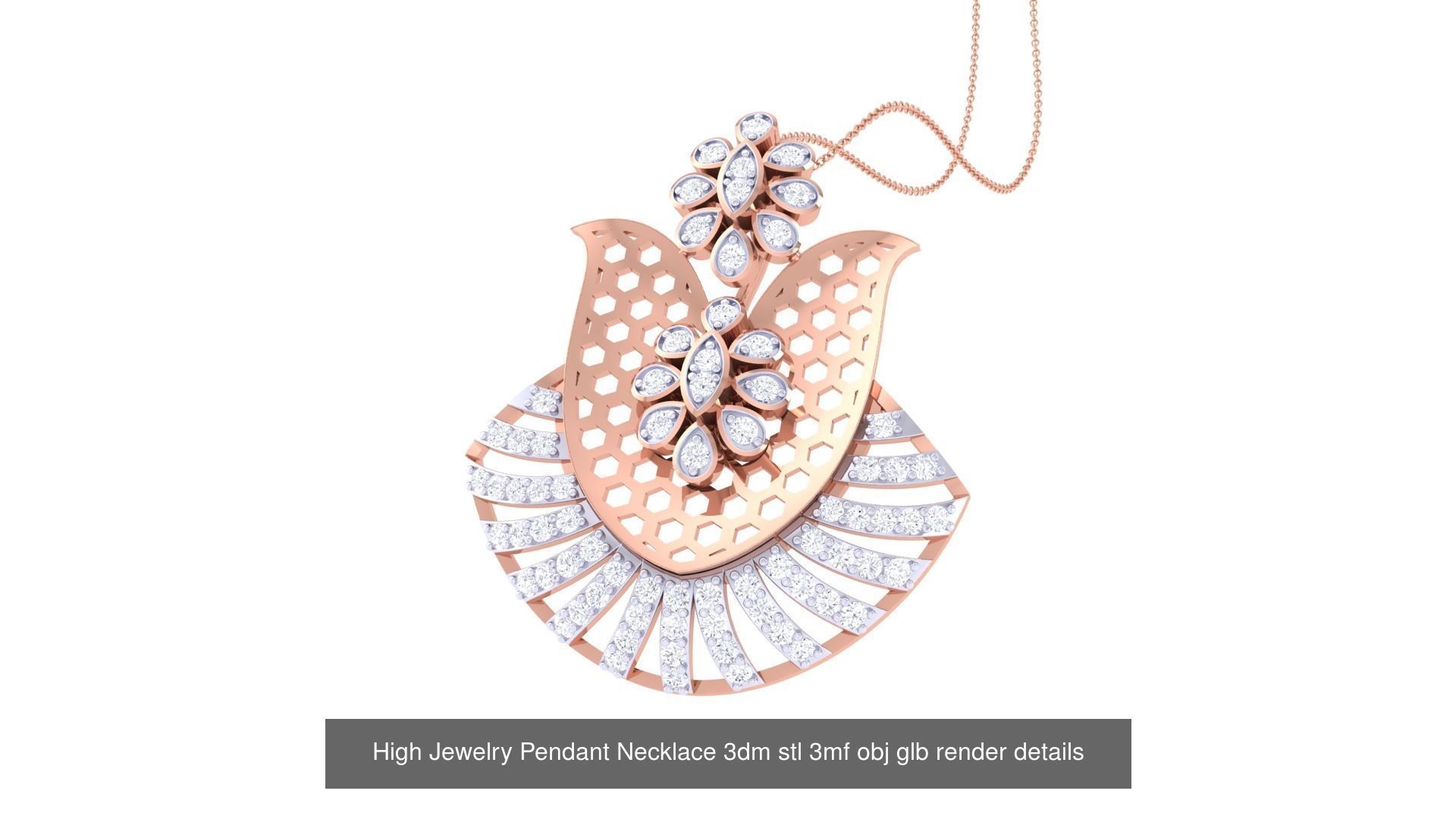 50 High Jewelry Pendant Necklace 3dm stl 3mf obj glb render 3D Model Collection_15