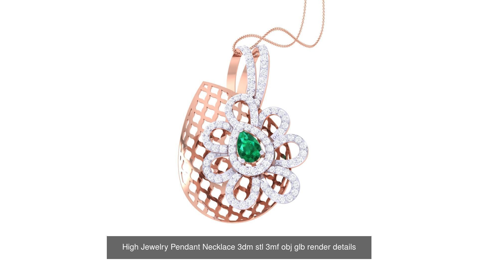 50 High Jewelry Pendant Necklace 3dm stl 3mf obj glb render 3D Model Collection_22