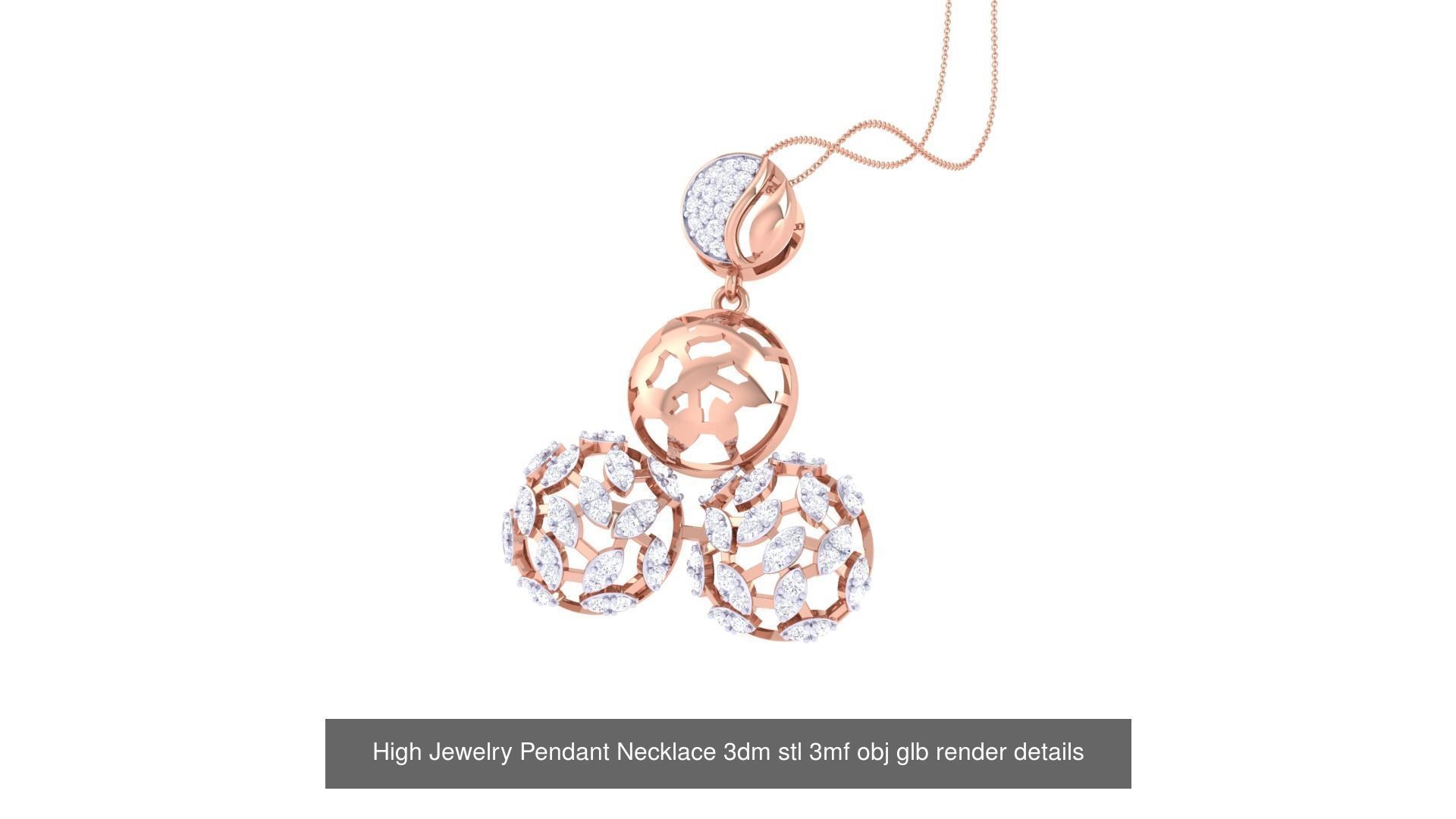 50 High Jewelry Pendant Necklace 3dm stl 3mf obj glb render 3D Model Collection_32