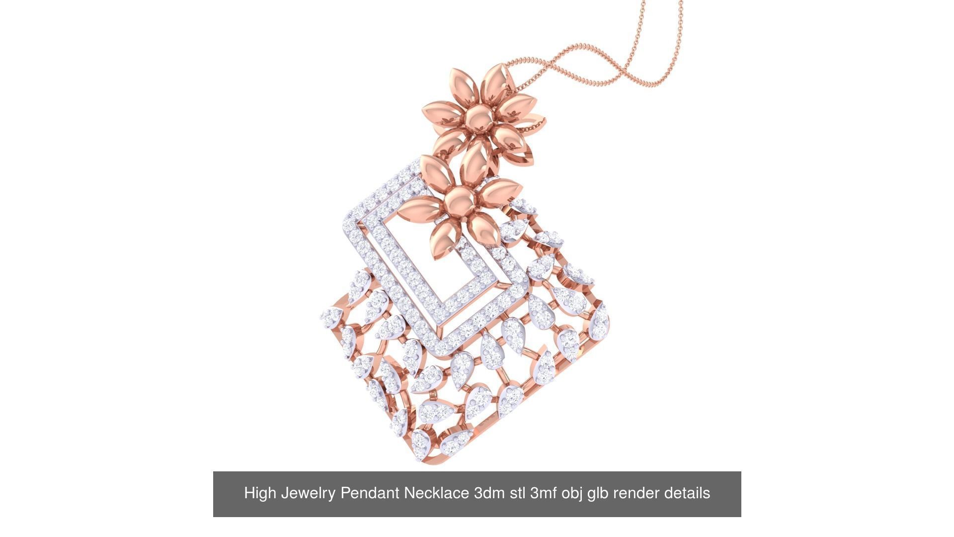 50 High Jewelry Pendant Necklace 3dm stl 3mf obj glb render 3D Model Collection_51
