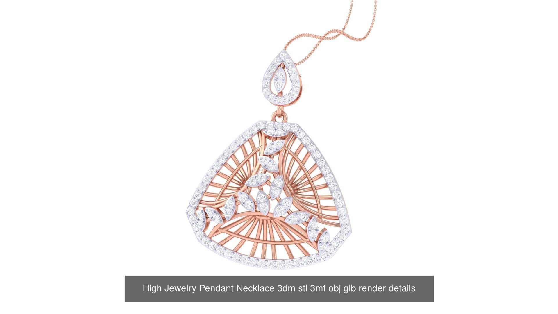 50 High Jewelry Pendant Necklace 3dm stl 3mf obj glb render 3D Model Collection_50