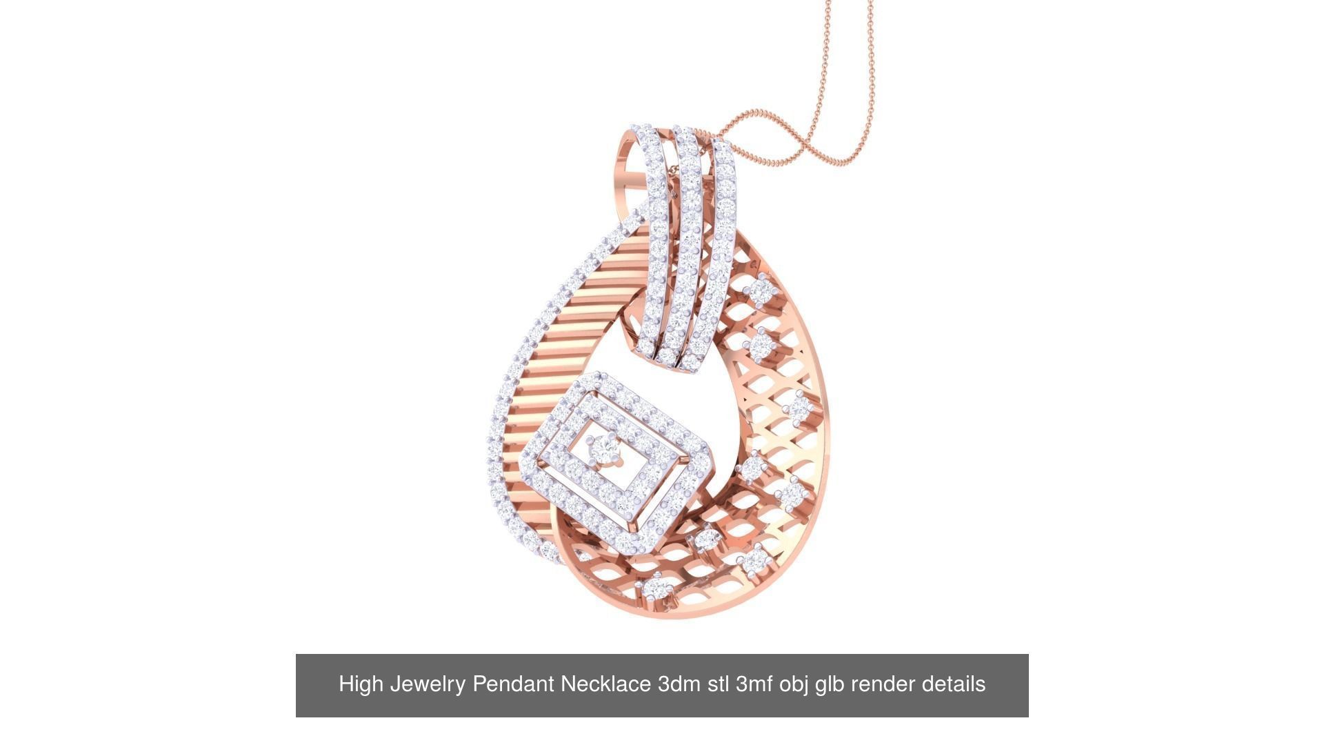 50 High Jewelry Pendant Necklace 3dm stl 3mf obj glb render 3D Model Collection_37