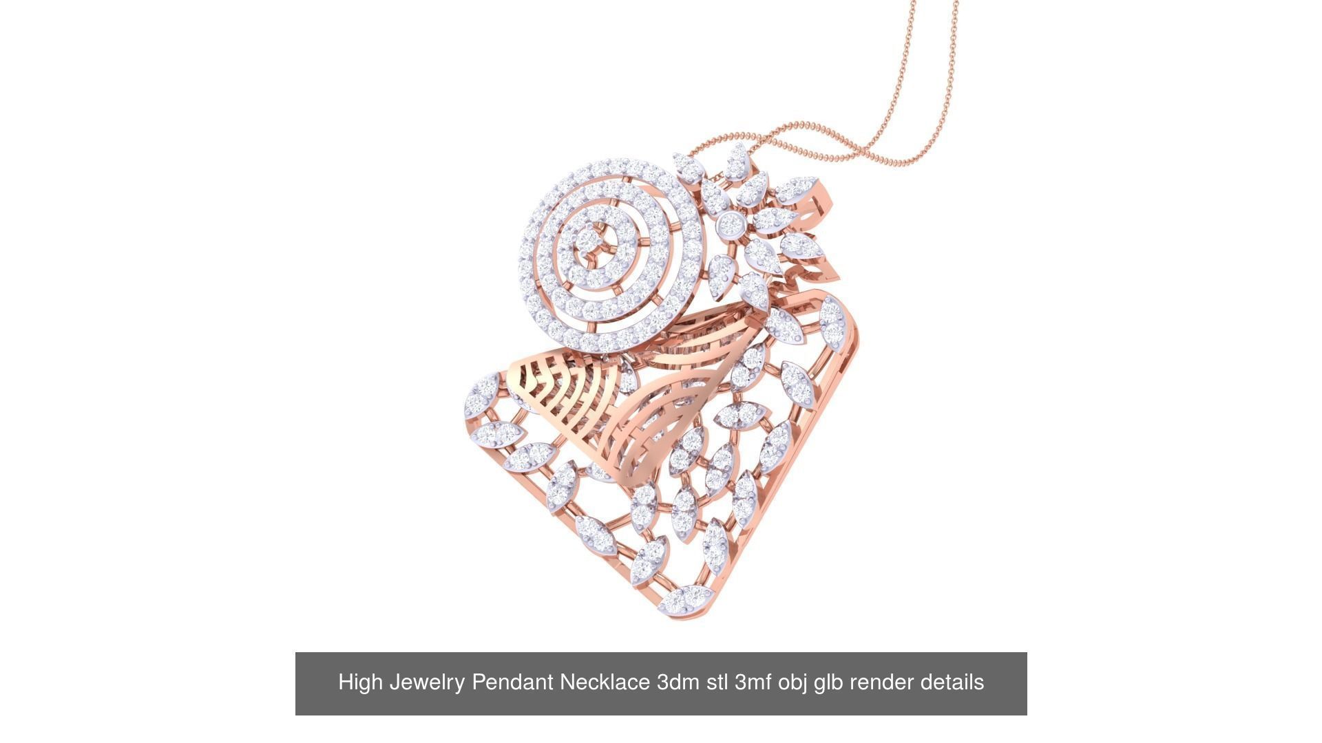50 High Jewelry Pendant Necklace 3dm stl 3mf obj glb render 3D Model Collection_12