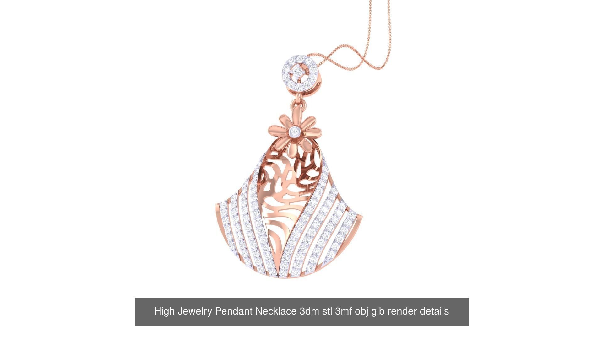 50 High Jewelry Pendant Necklace 3dm stl 3mf obj glb render 3D Model Collection_14