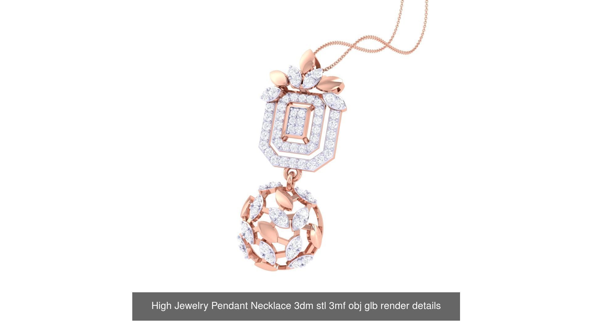 50 High Jewelry Pendant Necklace 3dm stl 3mf obj glb render 3D Model Collection_27