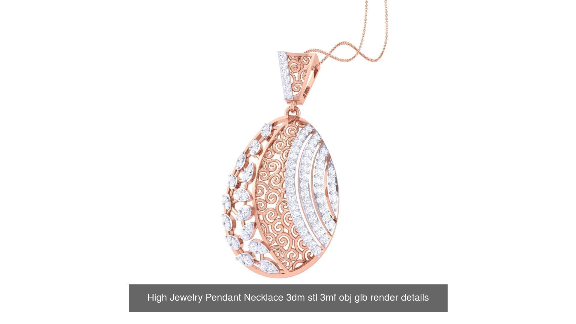 50 High Jewelry Pendant Necklace 3dm stl 3mf obj glb render 3D Model Collection_33