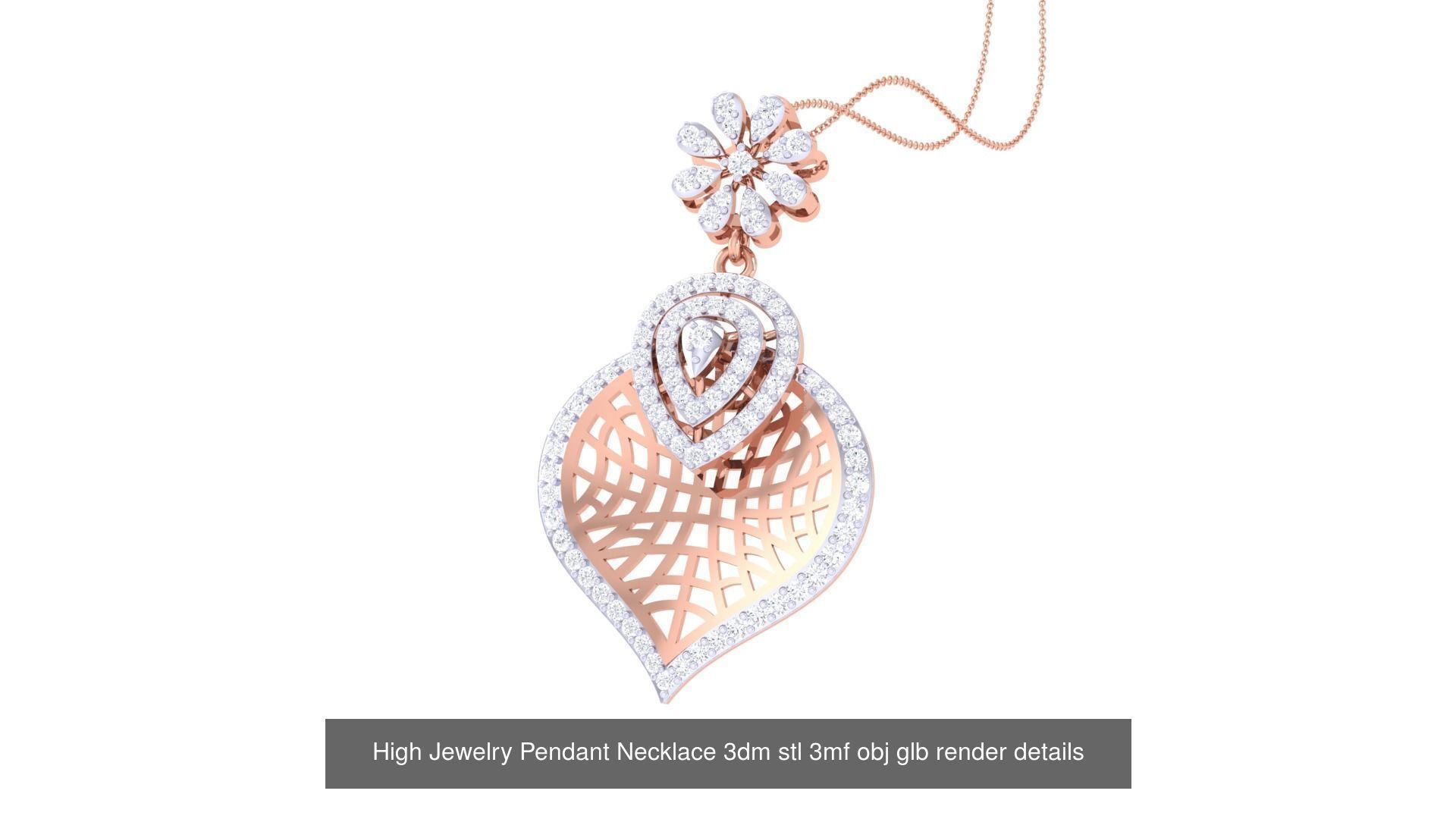 50 High Jewelry Pendant Necklace 3dm stl 3mf obj glb render 3D Model Collection_5