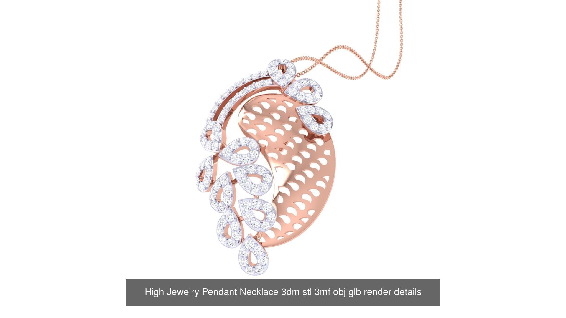 50 High Jewelry Pendant Necklace 3dm stl 3mf obj glb render 3D Model Collection_3