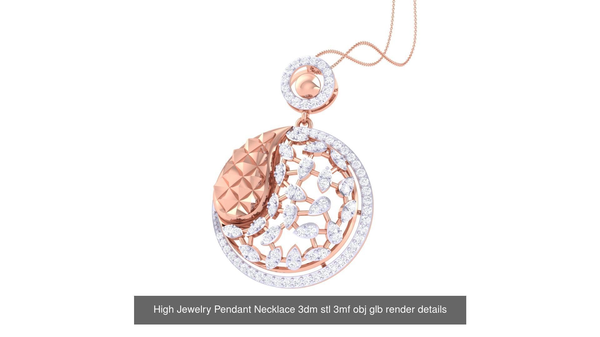 50 High Jewelry Pendant Necklace 3dm stl 3mf obj glb render 3D Model Collection_44