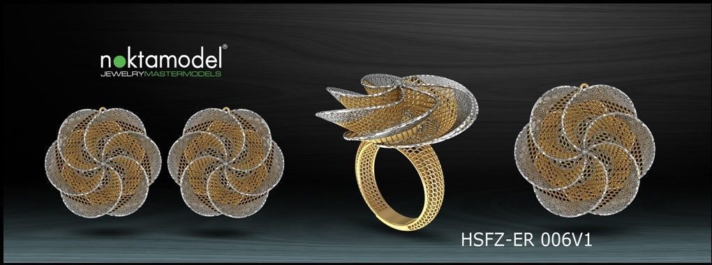10 Half sets of Floral turkish model for ring Batch 06 3D print model_9