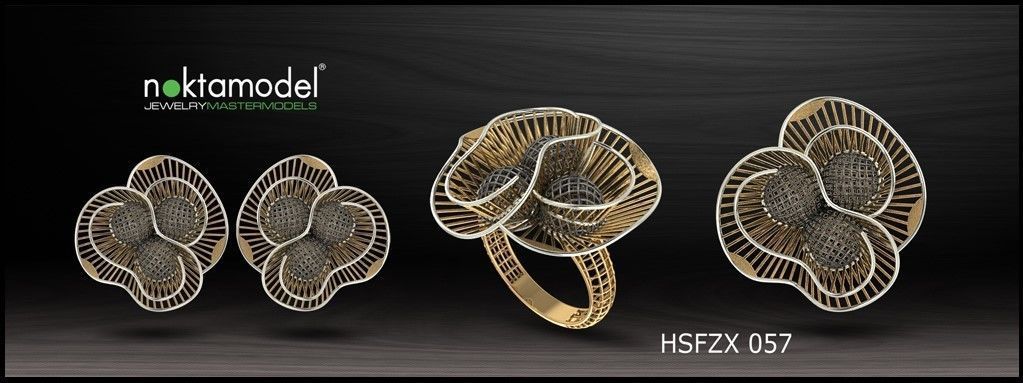 10 Half sets of Floral turkish model for ring Batch 06 3D print model_2