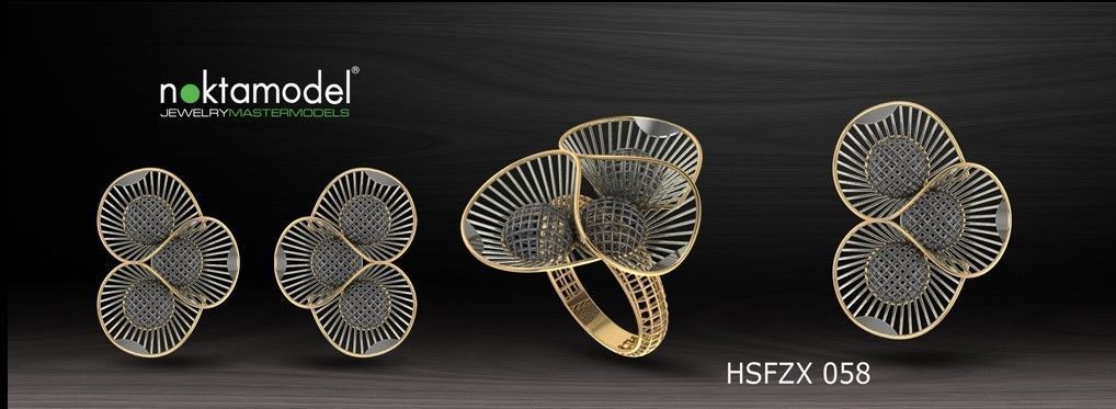 10 Half sets of Floral turkish model for ring Batch 06 3D print model_3