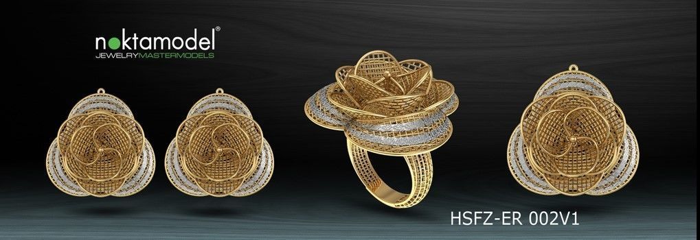 10 Half sets of Floral turkish model for ring Batch 06 3D print model_6