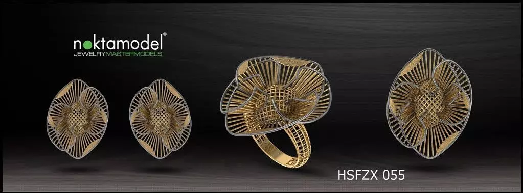 10 Half sets of Floral turkish model for ring Batch 06 3D print model_0