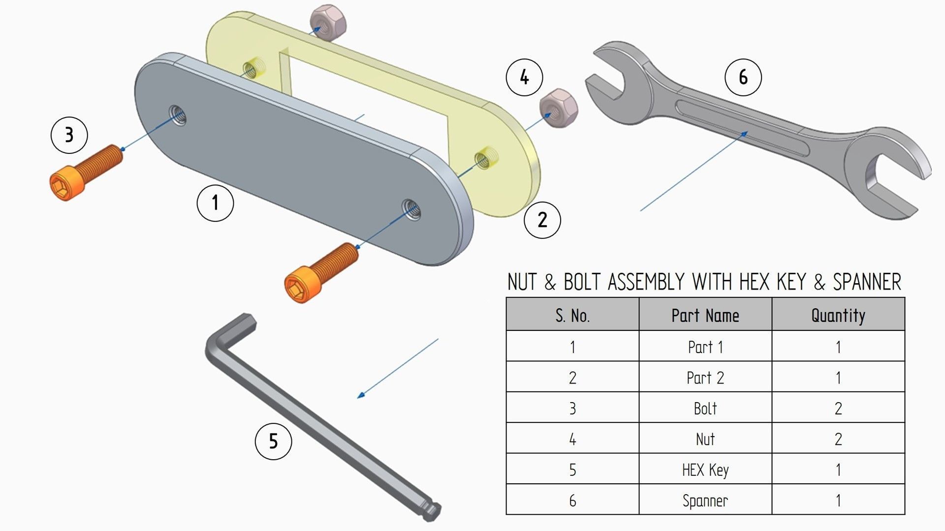 Allen Key and Spanner Animation 3D model_2