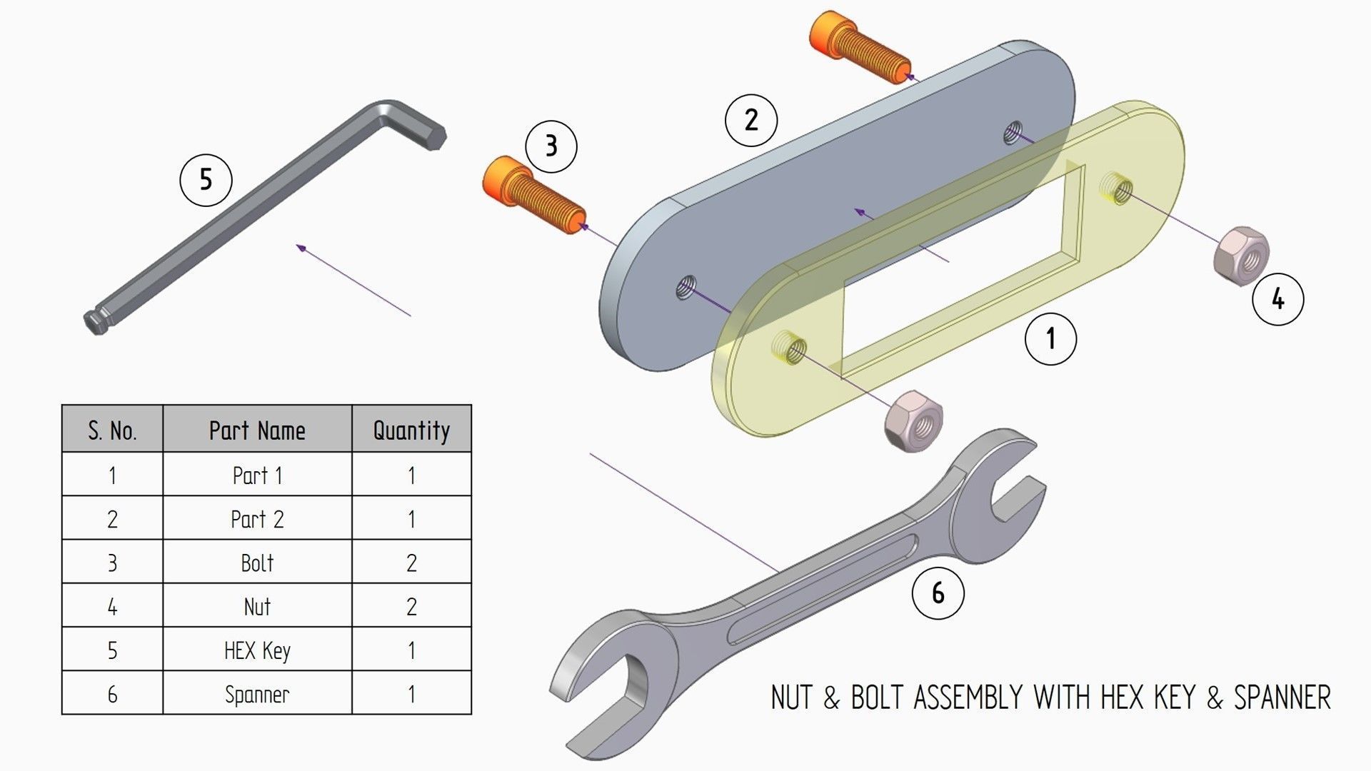 Allen Key and Spanner Animation 3D model_3