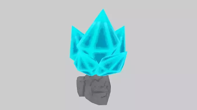 Blue Stylized Rock Crystal Cluster Version 4