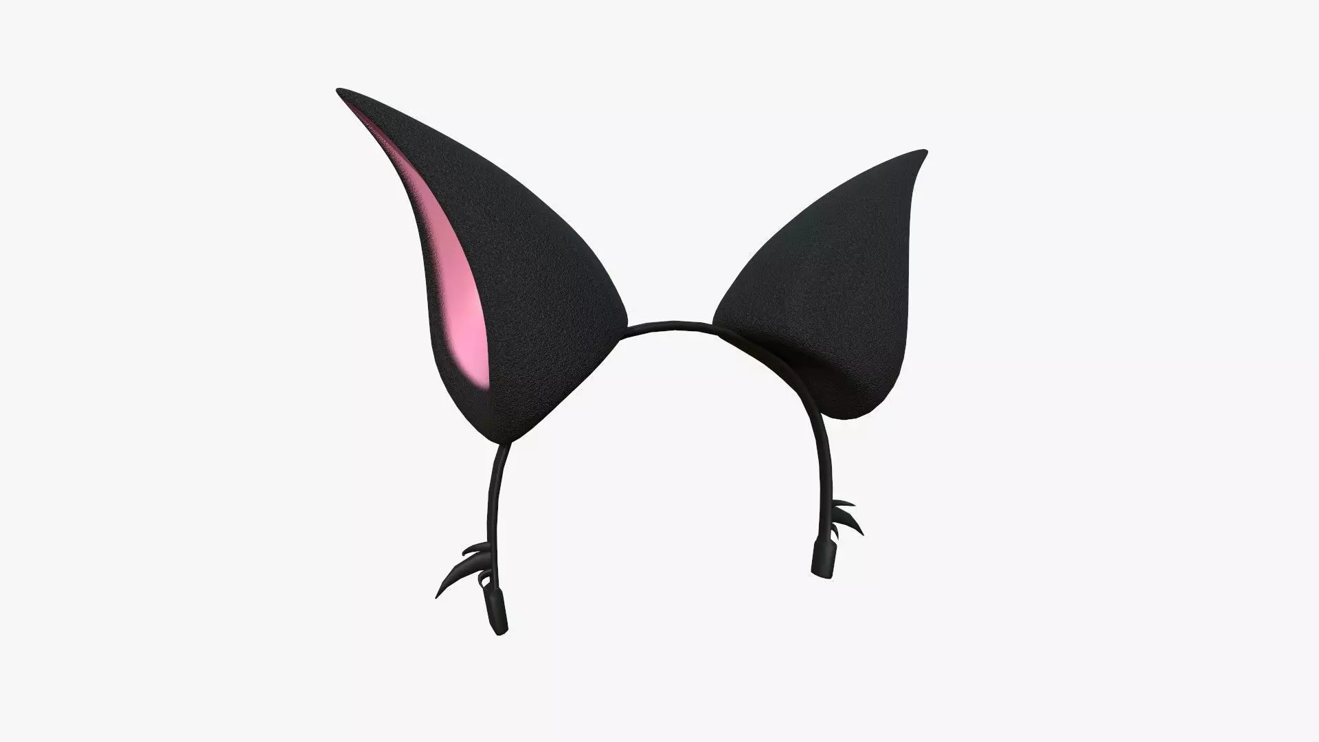 Furry Ears Tiara F01 Black - Headband Character Design Low-poly 3D model_0