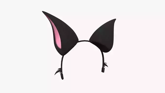 Furry Ears Tiara F01 Black - Headband Character Design Low-poly 3D model