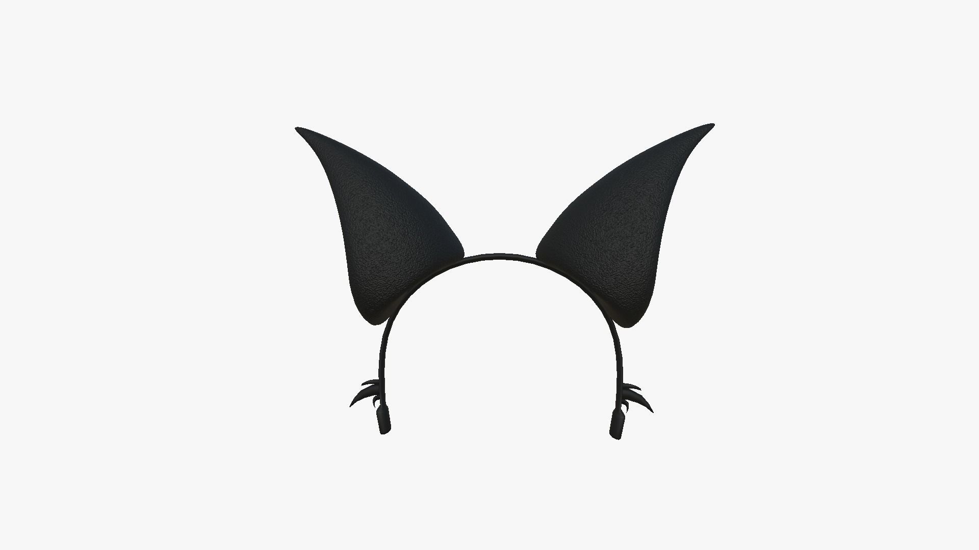 Furry Ears Tiara F01 Black - Headband Character Design Low-poly 3D model_1