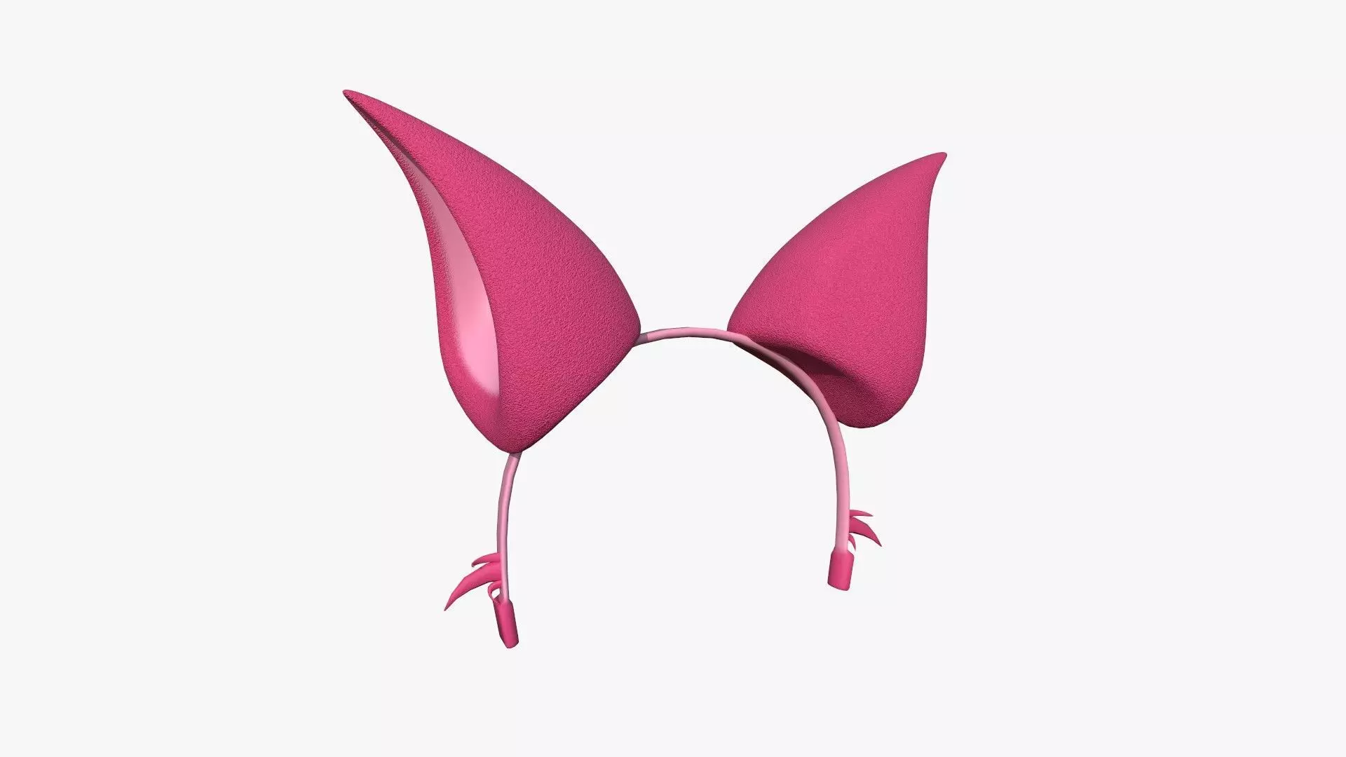Furry Ears Tiara F02 Pink - Headband Character Design Low-poly 3D model_0