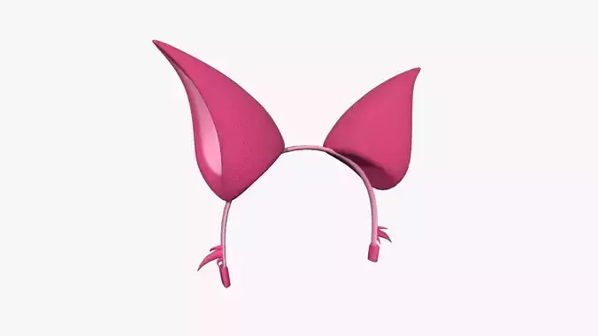 Furry Ears Tiara F02 Pink - Headband Character Design Low-poly 3D model