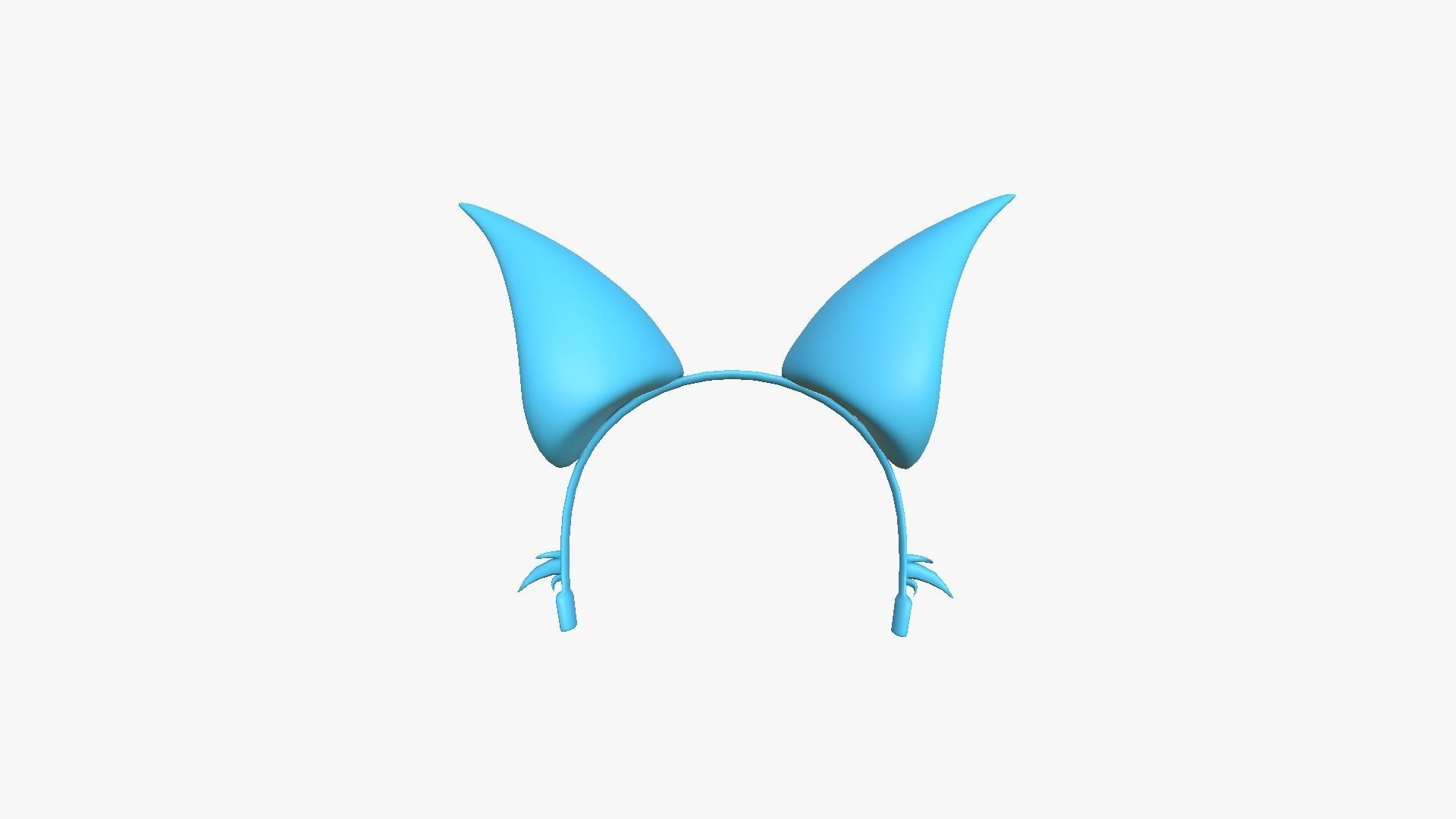 Furry Ears Tiara F03 Blue - Headband Character Design Low-poly 3D model_11