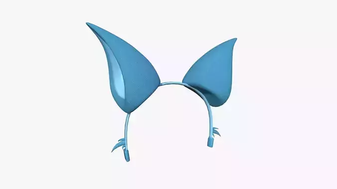 Furry Ears Tiara F03 Blue - Headband Character Design Low-poly 3D model