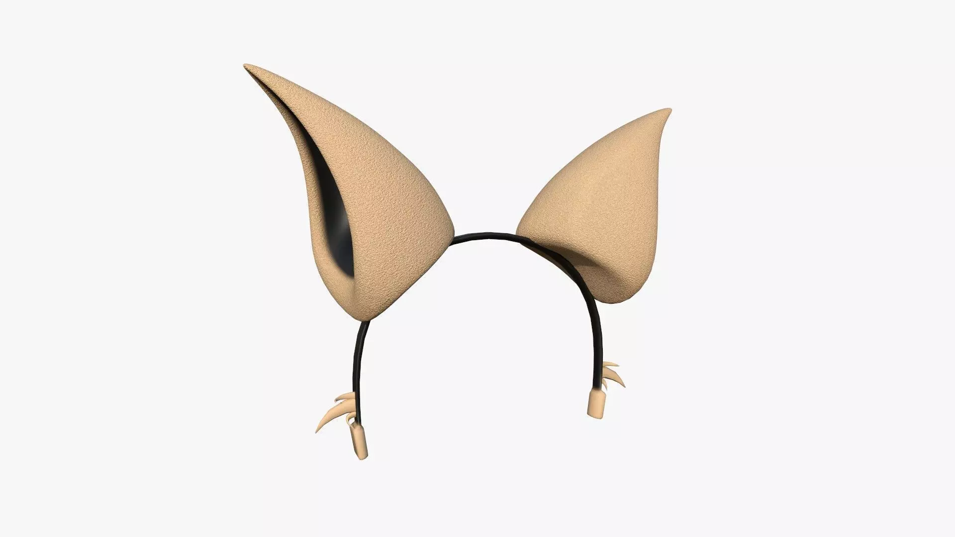 Furry Ears Tiara F04 Beige - Headband Character Design Low-poly 3D model_0