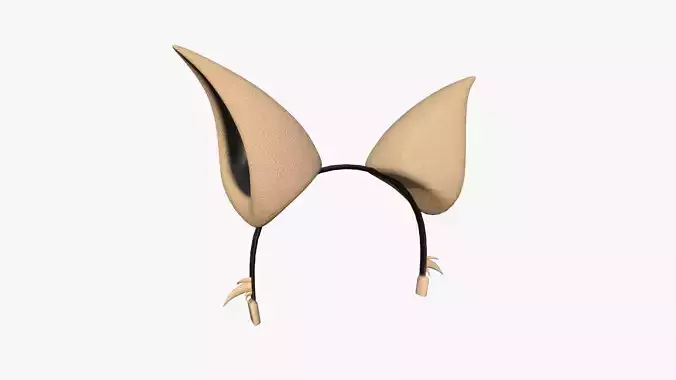Furry Ears Tiara F04 Beige - Headband Character Design Low-poly 3D model