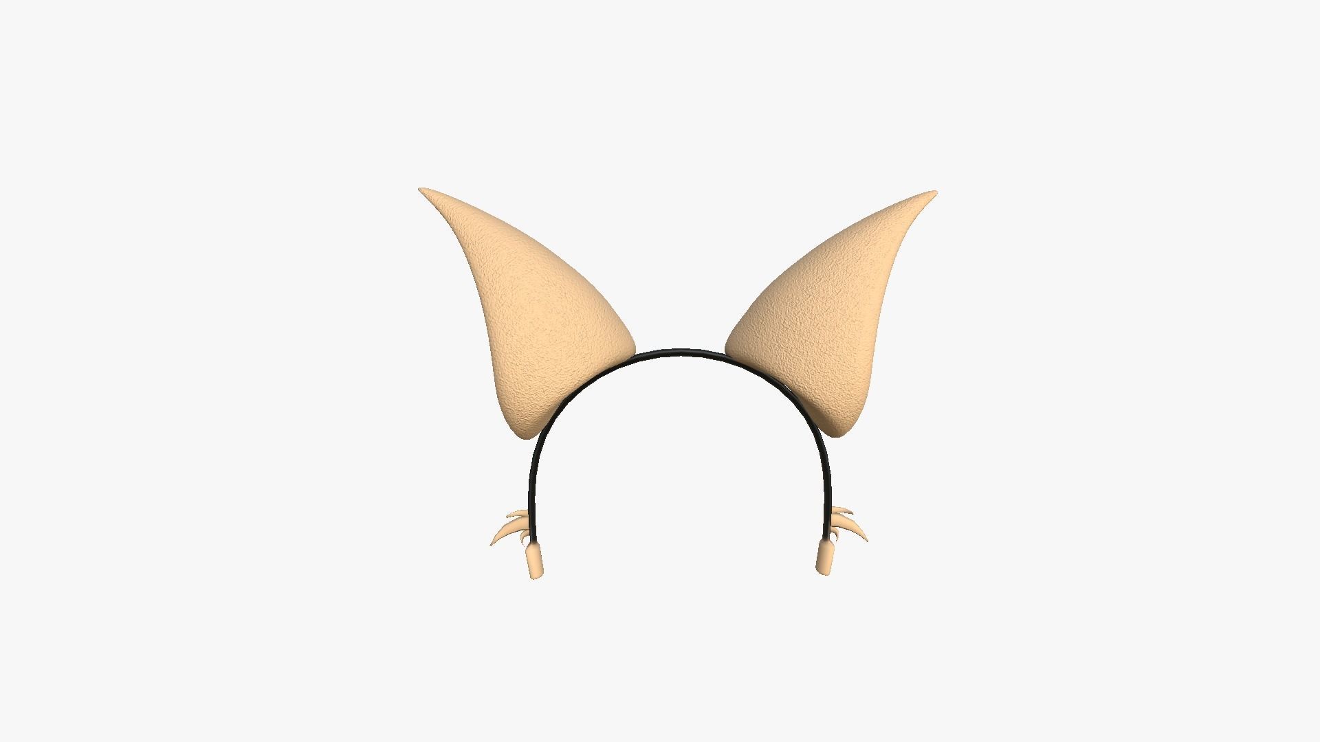 Furry Ears Tiara F04 Beige - Headband Character Design Low-poly 3D model_1